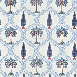 Jaipur Mela Hand Block Printed Blue Trees and Flowers Curtains