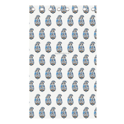Floral Blue Indian Kairi Design Pinar Block Hand Block Printed Curtains