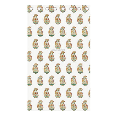 Hand Block Printed Curtains Floral Valley Bunai Pattern Indian Kairi Design Curtains