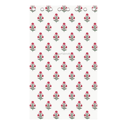 Ocean Enclave Handblock Red Flowers and Green Leaves Curtains