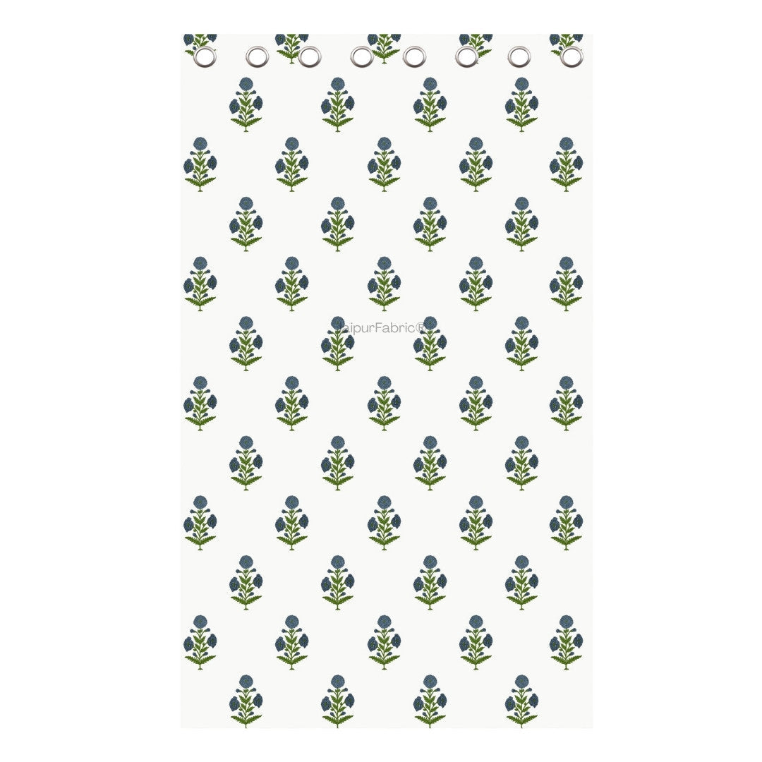 Jaipuri Aachho Hand Block Printed Bed sheet with Blue Floral Blocks