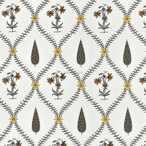 Beautiful Yellow & Grey Pookalam Floral Symphony Rihaa Handblock Printed Curtains