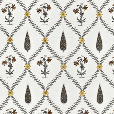 Beautiful Yellow & Grey Pookalam Floral Symphony Rihaa Handblock Printed Curtains