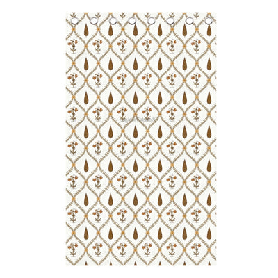 Pinklay Golden Bloom Heritage King Bed Sheet with Yellow & Brown Floral Block Prints