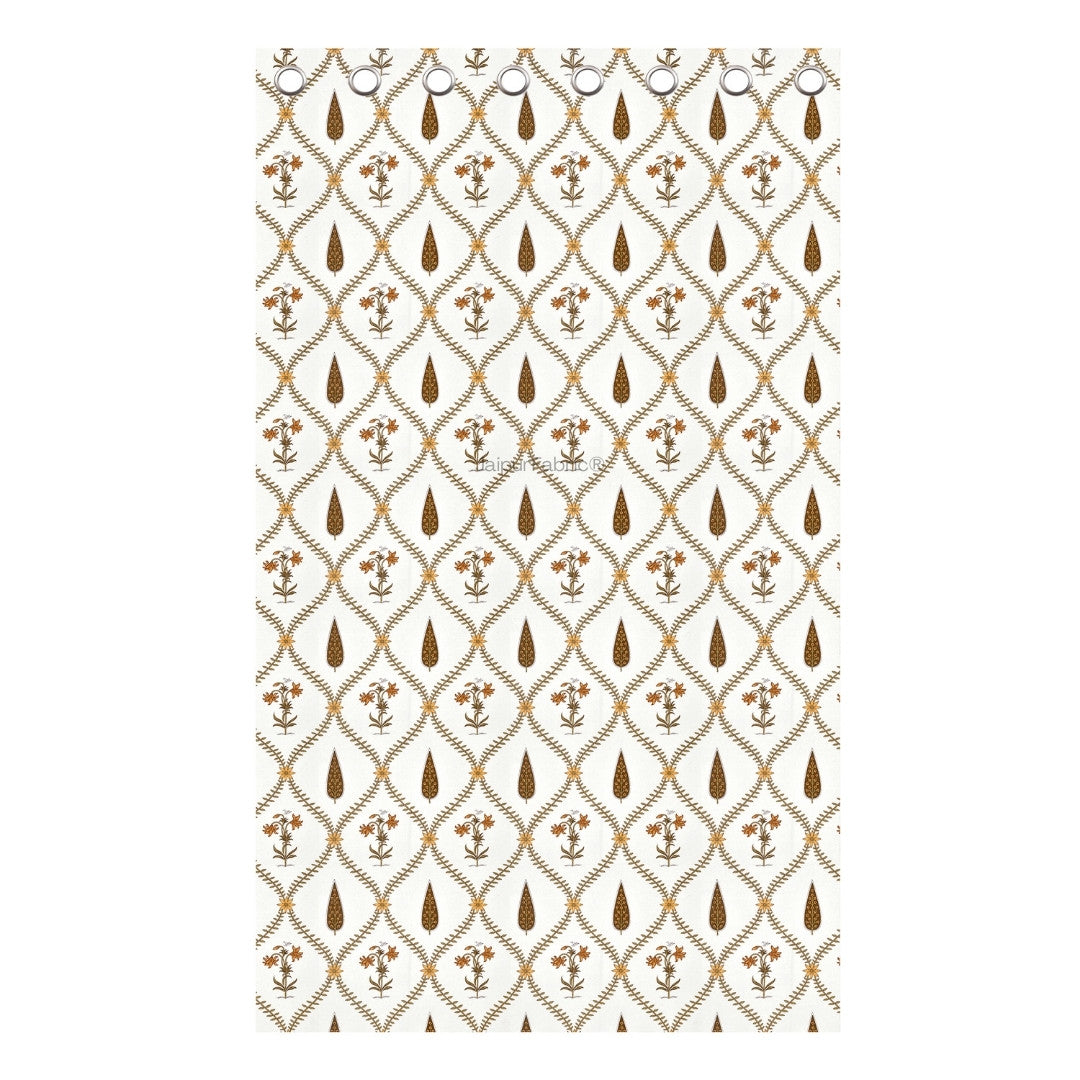 Pinklay Golden Bloom Heritage King Bed Sheet with Yellow & Brown Floral Block Prints