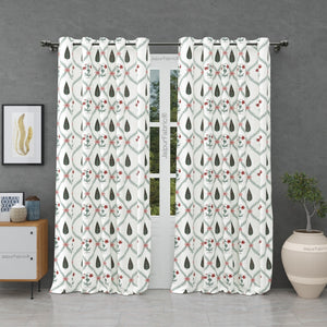 Madhuban Handblock Curtains Pink Flowers and Green Leaves