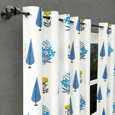 Beautiful Plarsh Floral Premium Hand Blocks of India Cotton Curtains