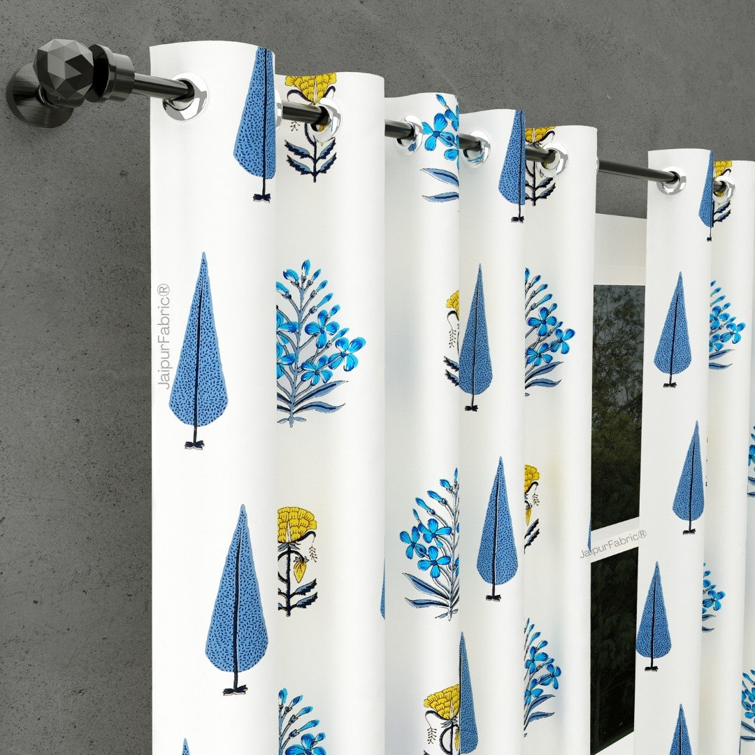 Beautiful Plarsh Floral Premium Hand Blocks of India Cotton Curtains
