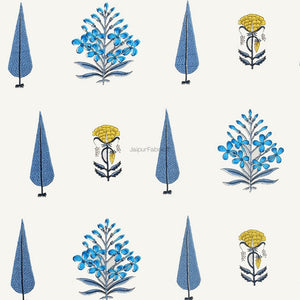 Beautiful Plarsh Floral Premium Hand Blocks of India Cotton Curtains