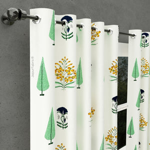 Vintage Flora Hand Block 100% Cotton Premium Curtains