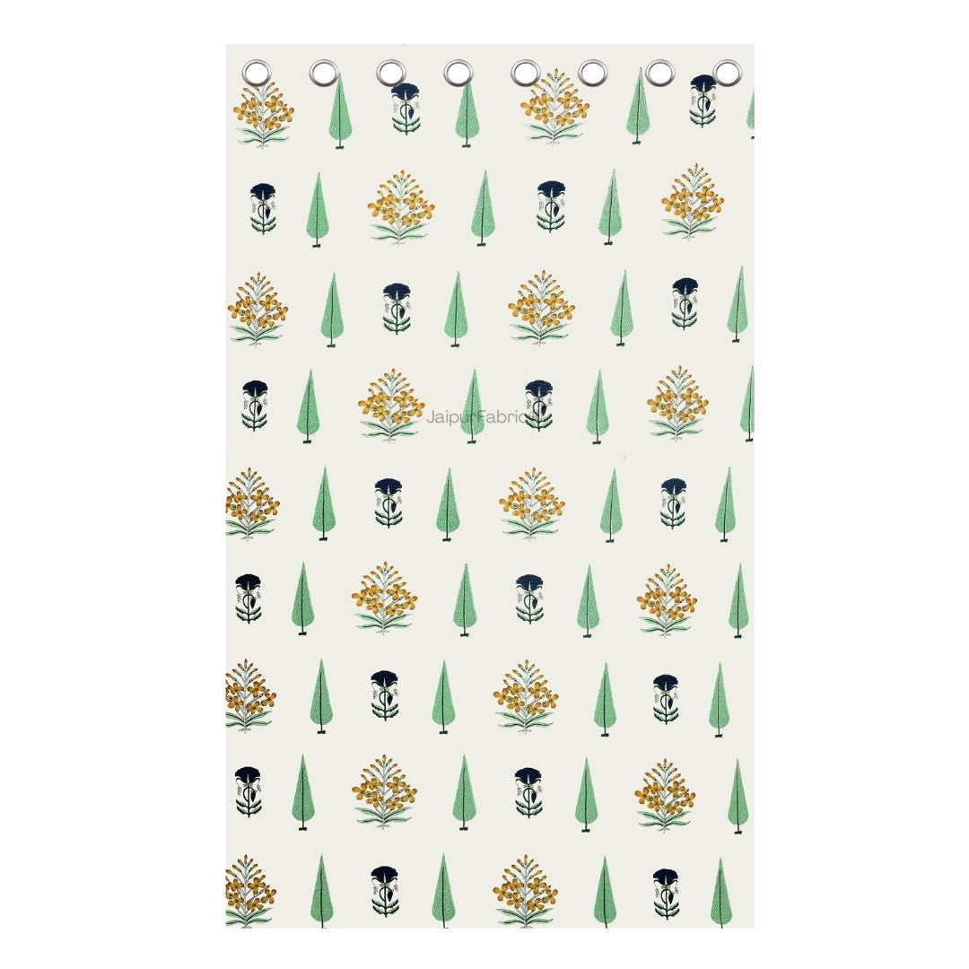 Vintage Flora Hand Block 100% Cotton Premium Curtains