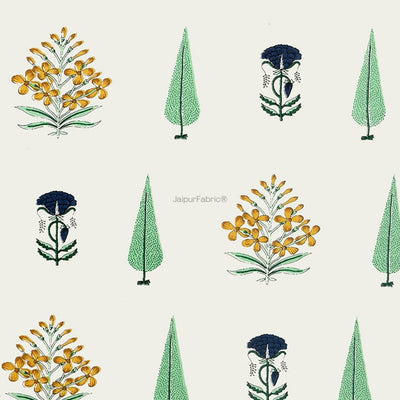 Vintage Flora Hand Block 100% Cotton Premium Curtains