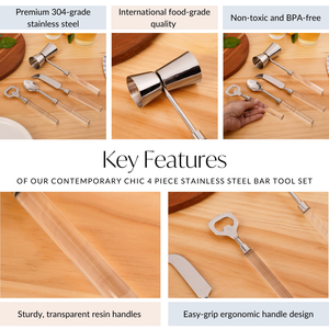 Contemporary Chic 4 Piece Stainless Steel Bar Tool Set