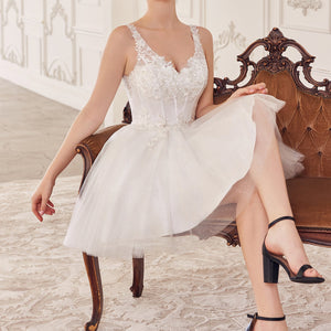 Sequin Applique Short Sleeveless Tulle Dress by Ladivine CY019 - Outlet