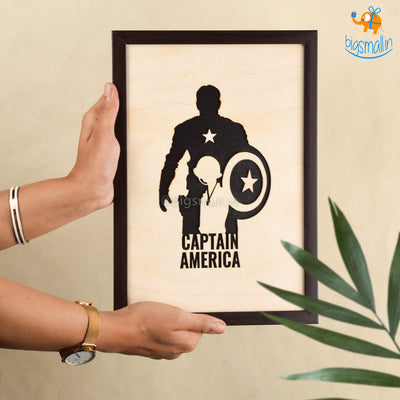 Captain America Engraved Wooden Frame