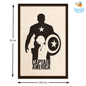 Captain America Engraved Wooden Frame