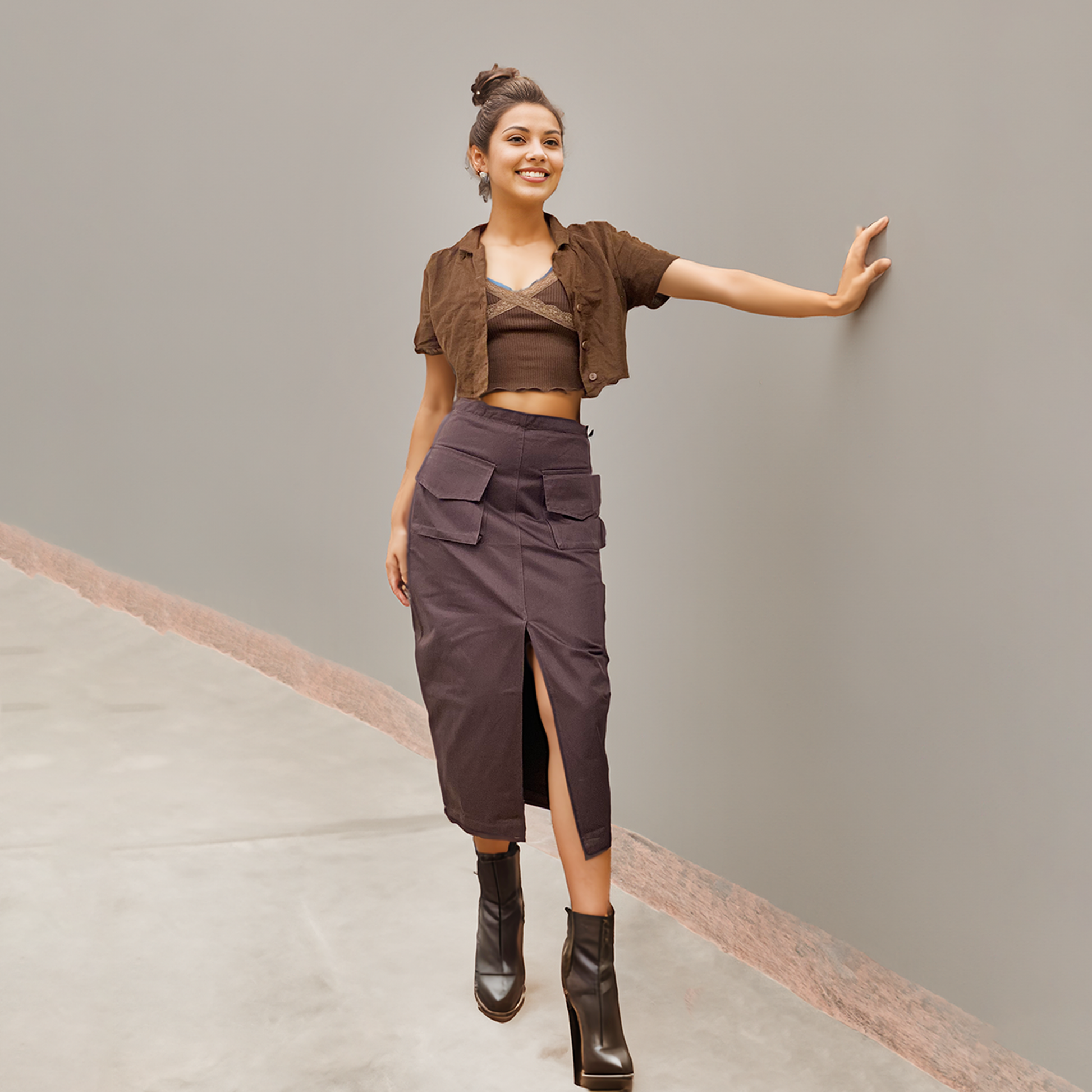 Denim Front pocket Cargo Skirt
