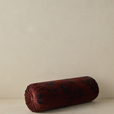Carmine Velvet Bolster Pillow