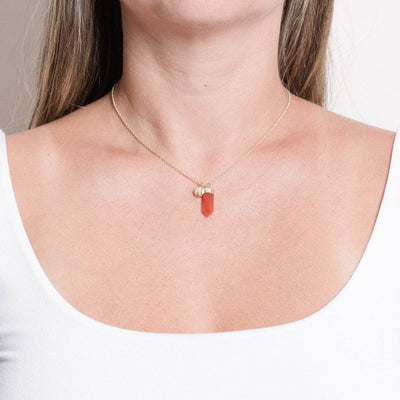 Delicate Carnelian Crystal Point Necklace