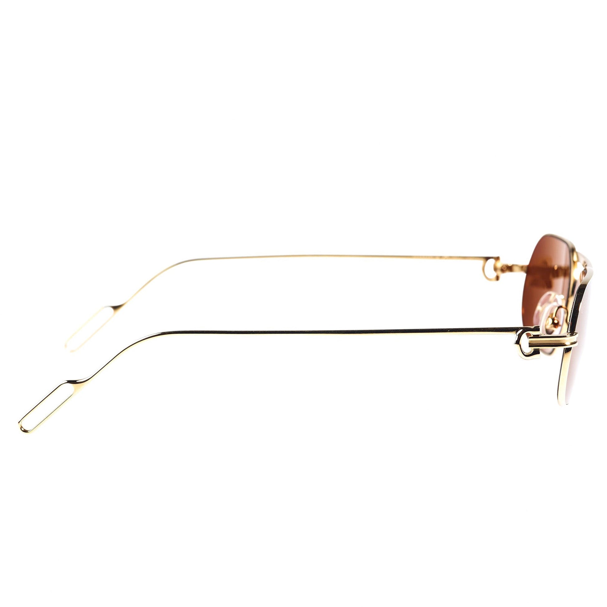 Cartier Eyewear CT0112S-003 C Decor Rimless Brown Gold Sunglasses