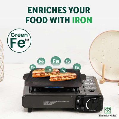 CASTrong Cast Iron 2-in-1 Griddle (Grill Pan + Tawa), Pre-seasoned, 100% Pure, Toxin-free,  Induction, Square,  27.2cm, 4.1 Kg