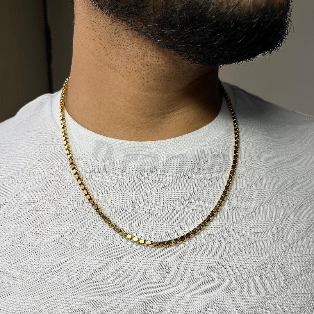 Gold Plated Italian Box Chain For Men (21 Inch)