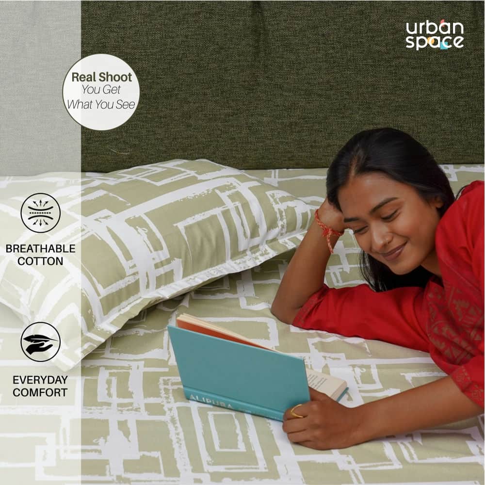 Fitted King Size Cotton Bedsheet - Checkers - Green
