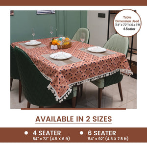 Sicilia : Anti Skid & Water resistant Linen textured Premium table cover for dining table - Chocolate Bouquet