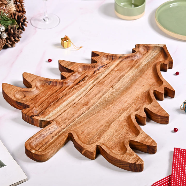 Christmas Tree Sustainable Large Wooden Platter