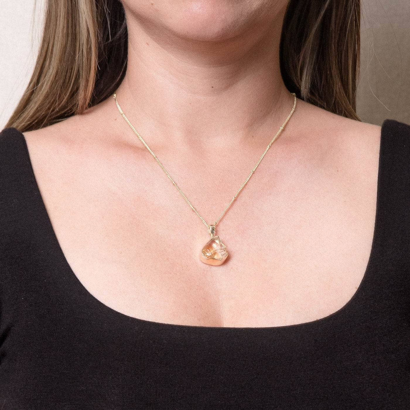 Genuine Citrine Raw Crystal Necklace