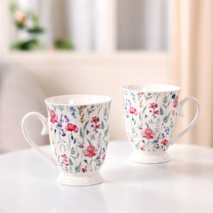 Wildflower Whispers Ceramic Coffee Mug Set Of 2 Pink 400ml