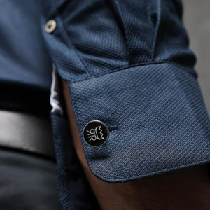 Rare Rabbit Men's Comb-1 Navy Cotton Fabric Full Sleeves Solid Shirt