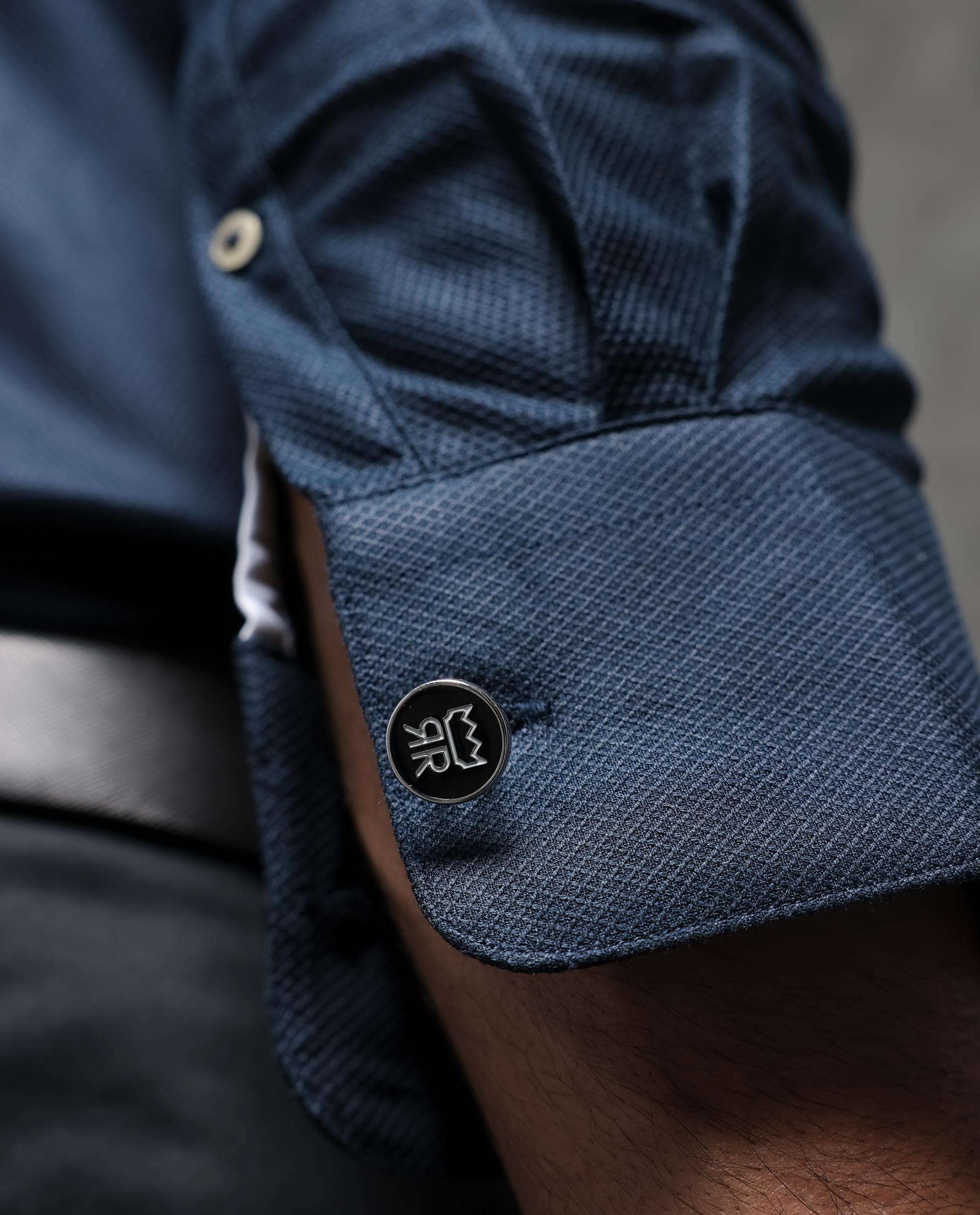 Rare Rabbit Men's Comb-1 Navy Cotton Fabric Full Sleeves Solid Shirt