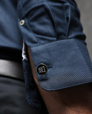 Rare Rabbit Men's Comb-1 Navy Cotton Fabric Full Sleeves Solid Shirt