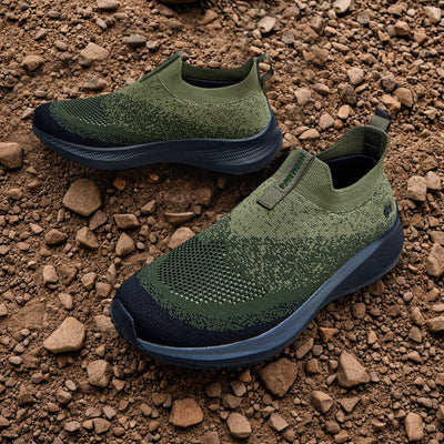 Blend Knit Slip Ons : Olive-Black