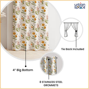 Blackout Curtains, Digital Printed Curtains, Pack of 2 Curtains - Cone Flower - Yellow