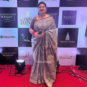 Moss Green Designer Odisha Ikat Sambalpuri Silk Saree