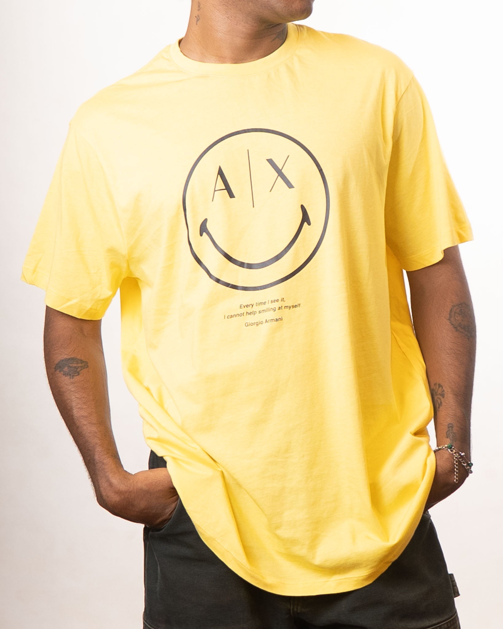Armani Exchange yellow smiley tshirt
