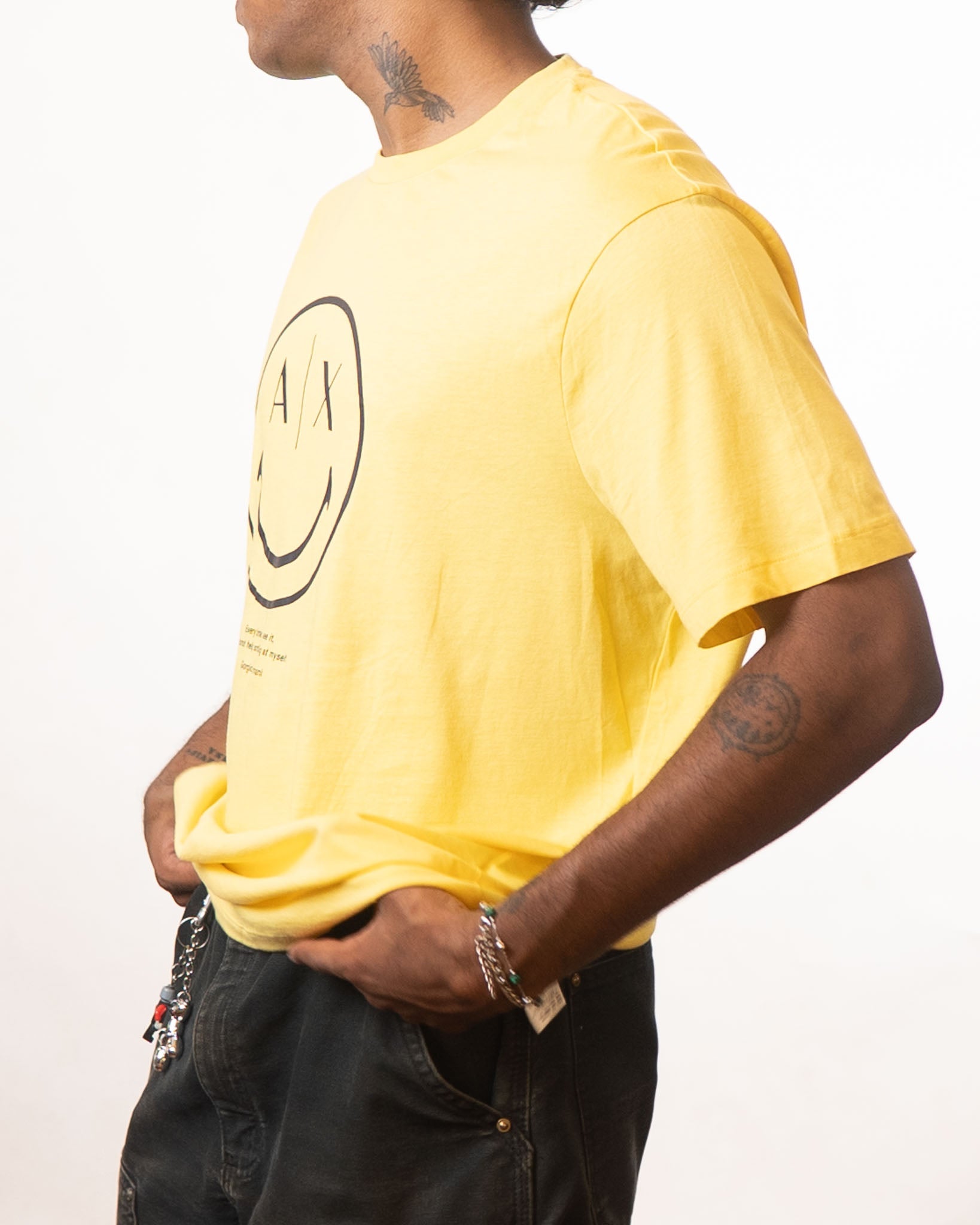 Armani Exchange yellow smiley tshirt