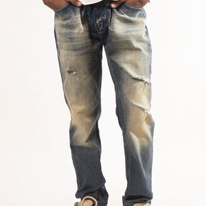 Staple Acid Wash Blue Ripped Denim