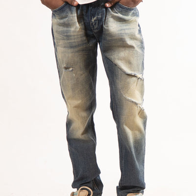 Staple Acid Wash Blue Ripped Denim