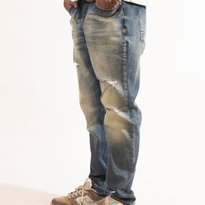 Staple Acid Wash Blue Ripped Denim