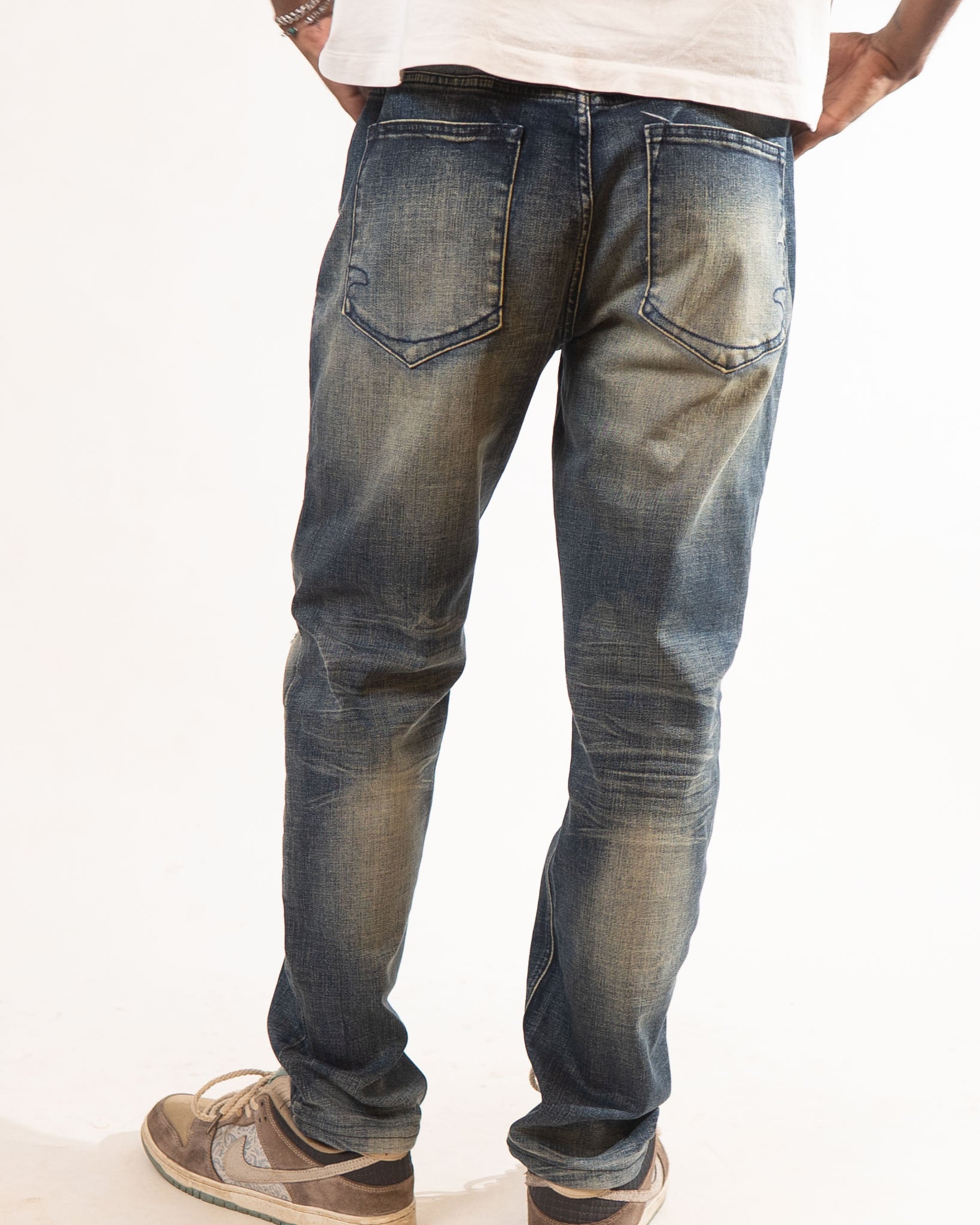 Staple Acid Wash Blue Ripped Denim