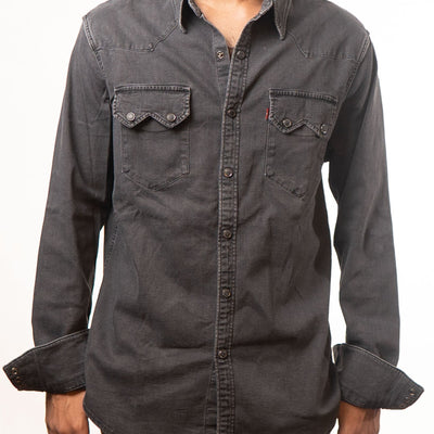 Levis Washed Black Slim Fit Denim Shirt