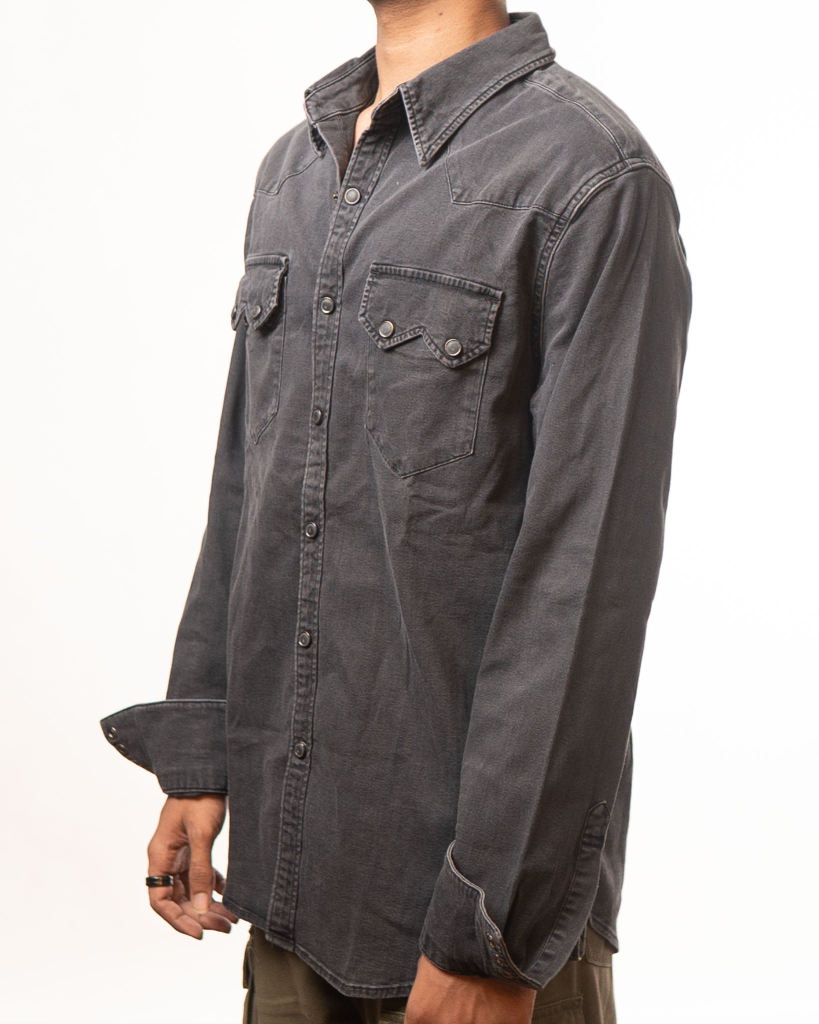 Levis Washed Black Slim Fit Denim Shirt