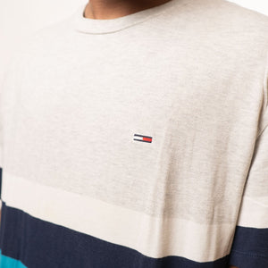 Tommy Hilfiger Grey White Blue Colourblocked Tshirt