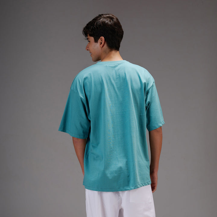 " Living Loud " Blue Oversize T-shirt for Mens