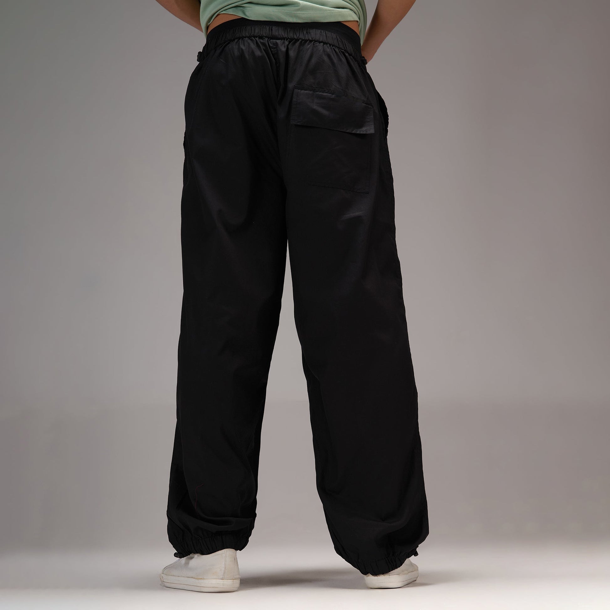 Printed "Limited edition" Parachute Pants for Men in Black