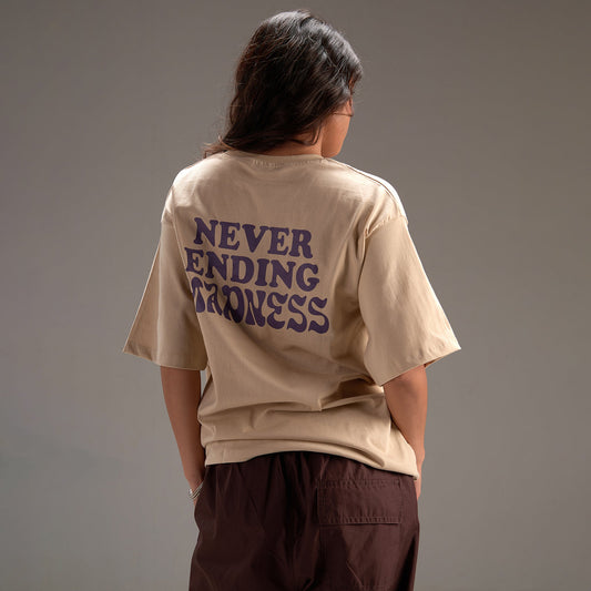 " Never ending Madness " Beige Oversize T-shirt For Women