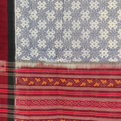 White Base Odisha Ikat Pure Sambalpuri Cotton Saree